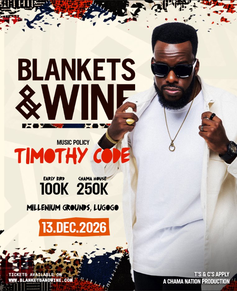 BlanketsNWineUG's tweet photo. The Blankets &amp; Wine Hosts  are locked in🔥🚀 @TimothyCODE @vianaindi1 @hype_cartel1 

🎟️ Early Bird - 100k | Chama House - 200k
🗓️ 13.DECEMBER.2026
📍Millennium Grounds, Lugogo
🔗 https://t.co/vQexjPcSaR https://t.co/NlSLD1B0Zv