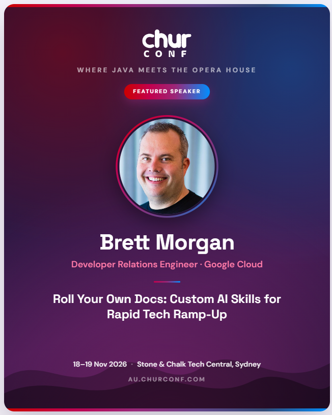 Chur_Conf's tweet photo. How cool is that ? Brett Morgan will be speaking at ChurConf. He is a Developer Relations Engineer with Google Cloud. 
https://t.co/YvN6Ed2Ryn
Don't forget to grab a ticket https://t.co/xS2BPVSyc9