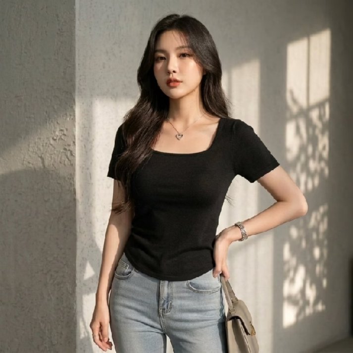 oalitea's tweet photo. Kaos Wanita Square Neck Semi Crop Top Slit Oval Lengan Pendek Slim Fit Sporty Casual Style - FML dengan harga Rp23.761. Dapatkan di Shopee sekarang! https://t.co/lZQS3Eowmv https://t.co/z8gdZrypNS