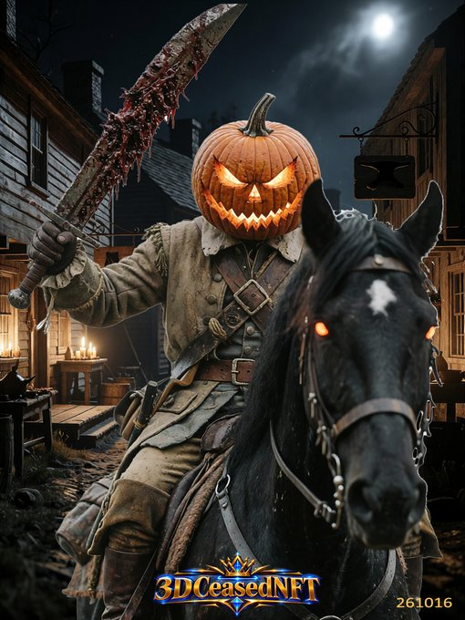 3DCeasedNFT's tweet photo. We're putting together a new drop!
Themed toward Halloween and featuring Jack here and two of his cohorts!
We have 9 new images to reveal on October 30 and running through November 6 before retiring them from availability.
These images will be one time mint only and once retired, will not be available till Halloween 2027.
There will also be a free, collectors card with them.

I'll release more "peeks" as we get closer to the event.

One day prior to this event (October 29), we will be having a 24hr, Private, Whitelist "discount" sale where only whitelist registrants will be invited. 
You must sign up in the Discord. 
During this pre-sale ONLY, the nft's will be discounted 25% and the free trading cards will be autographed.
