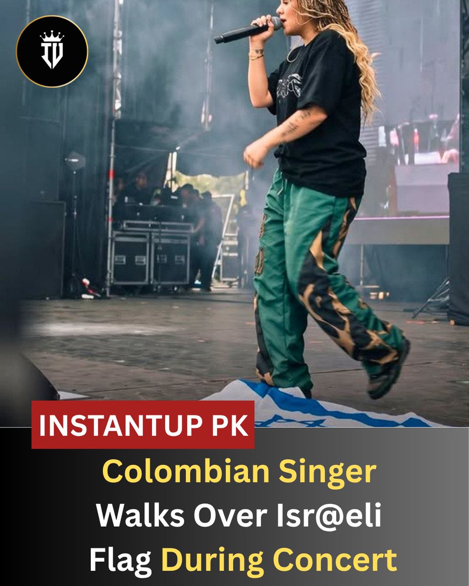 Instantup0's tweet photo. Colombian singer Shilo Hope sparks controversy after stomping on an Israeli flag during a performance in Bogotá. 🎤
#ShiloHope #Colombia #HipHopAlParque #WorldNews #ViralNews https://t.co/hn3icppeo5