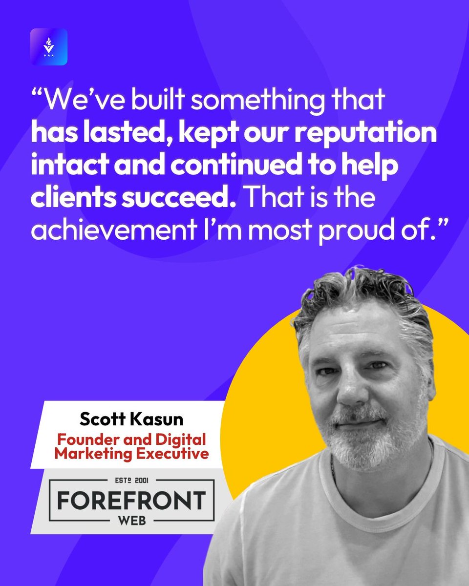designrushmag's tweet photo. ForeFront Web turns 25.

Scott Kasun started it in 2001 as a one-person side business, and it now serves clients in 45 states.

Its next focus is AI search visibility, which includes tracking whether clients appear in AI-generated answers, along with deeper expertise in healthcare, senior housing, and B2B.

Check out their services: https://t.co/FqgnERybkH