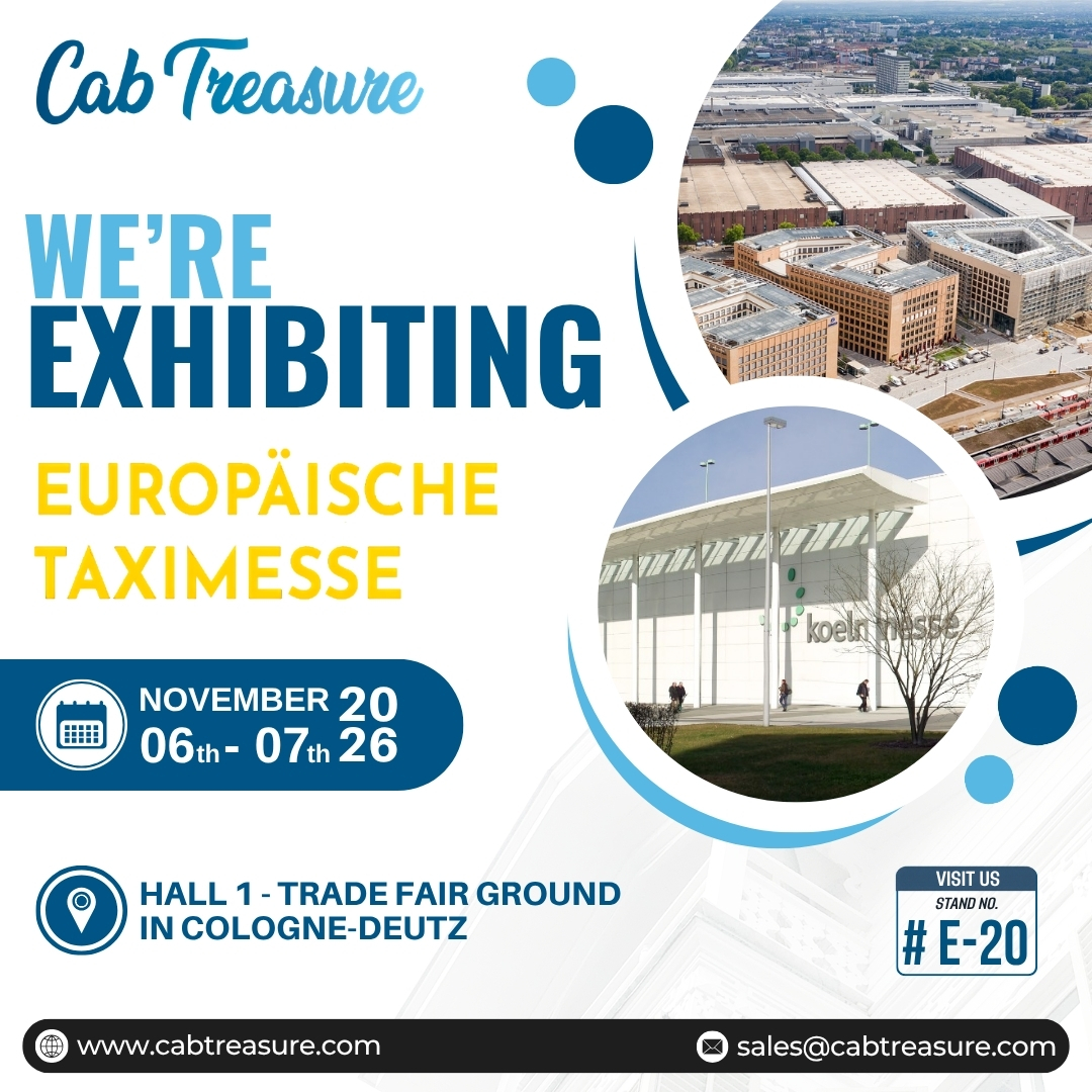 CabTreasure_'s tweet photo. Meet us at Europäische Taximesse 2026! 🇩🇪

The future of taxi dispatch is calling and Cab Treasure is ready to take your business further!

📍 Europäische Taximesse, Cologne, Germany
📅 6-7 November 2026

#DispatchSoftware #Dispatchsystem #TaxiDispatchSystem #taxdispatchsoftware https://t.co/8kgZtWAgCZ
