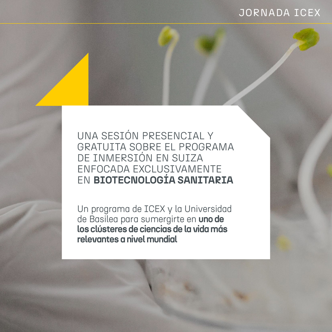 ICEX_'s tweet photo. 🧫👩‍🔬 ¡Nos vamos a Basilea con el programa de inmersión en Suiza para empresas Biotech 2027!

Para dar a conocer el programa a las empresas valencianas, hemos organizado una sesión informativa presencial en Valencia junto a la Dirección Territorial de Comercio:

🗓️ 18 de noviembre de 2026 a las 10.00h

📮 BioHub VLC – Hub Biotecnológico. C. de la Travesía 15E, Marina de Poblados Marítimos - Valencia

Este programa de ICEX y la Universidad de Basilea te permitirá entrar en uno de los clústeres de ciencias de la vida más relevantes a nivel mundial. Durante la sesión, podrás reunirte con representantes de la Universidad de Basilea.

💊🔬 Hablamos de una ciudad donde están presentes las sedes globales de Roche y Novartis y centros de transferencia tecnológica vinculados a la Universidad de Basilea

Esta actividad es susceptible de estar financiada con fondos #FEDER #EuropaSeSiente 

🔗 Inscríbete en la sesión de Valencia antes del 16 de noviembre: https://t.co/4KPNBDT3KY

🔗 Inscríbete en el Programa: https://t.co/qedYGBWfzw