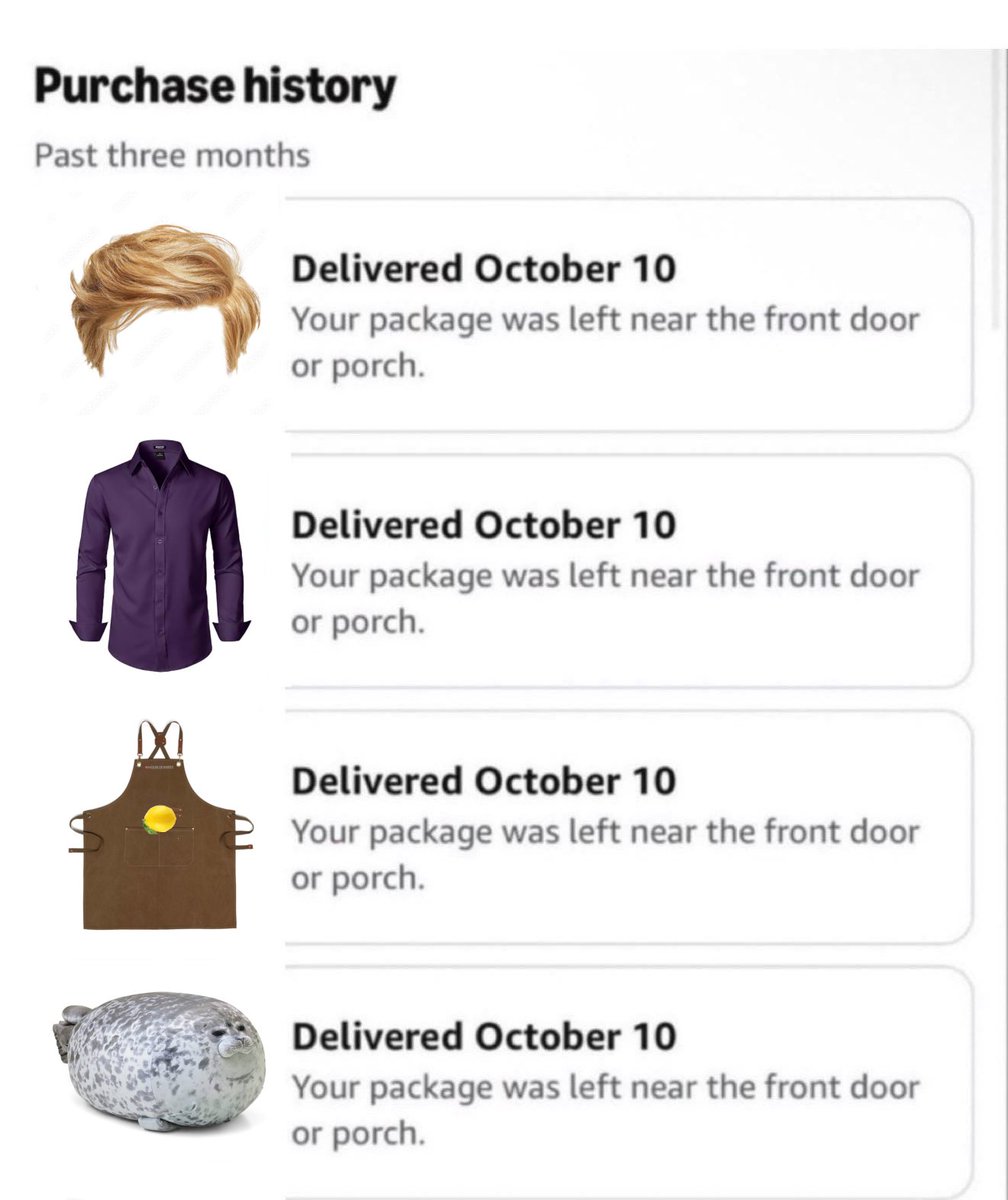 TheLemonadeMan_'s tweet photo. i hope whoever stole my amazon package was also planning on being @TheLemonadeMan1 for halloween. https://t.co/5uZujyLglG