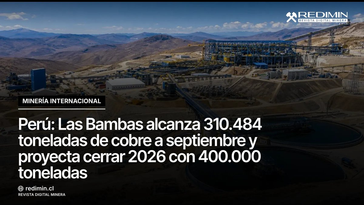 revistaredimin's tweet photo. Las Bambas procesa más mineral, pero cada tonelada llega con menos cobre: esa brecha presiona su plan productivo.

Revisa el artículo completo aquí: https://t.co/vDAP7q6e6r

#REDIMIN #LasBambas #Cobre #Molibdeno https://t.co/OYktjJXNff