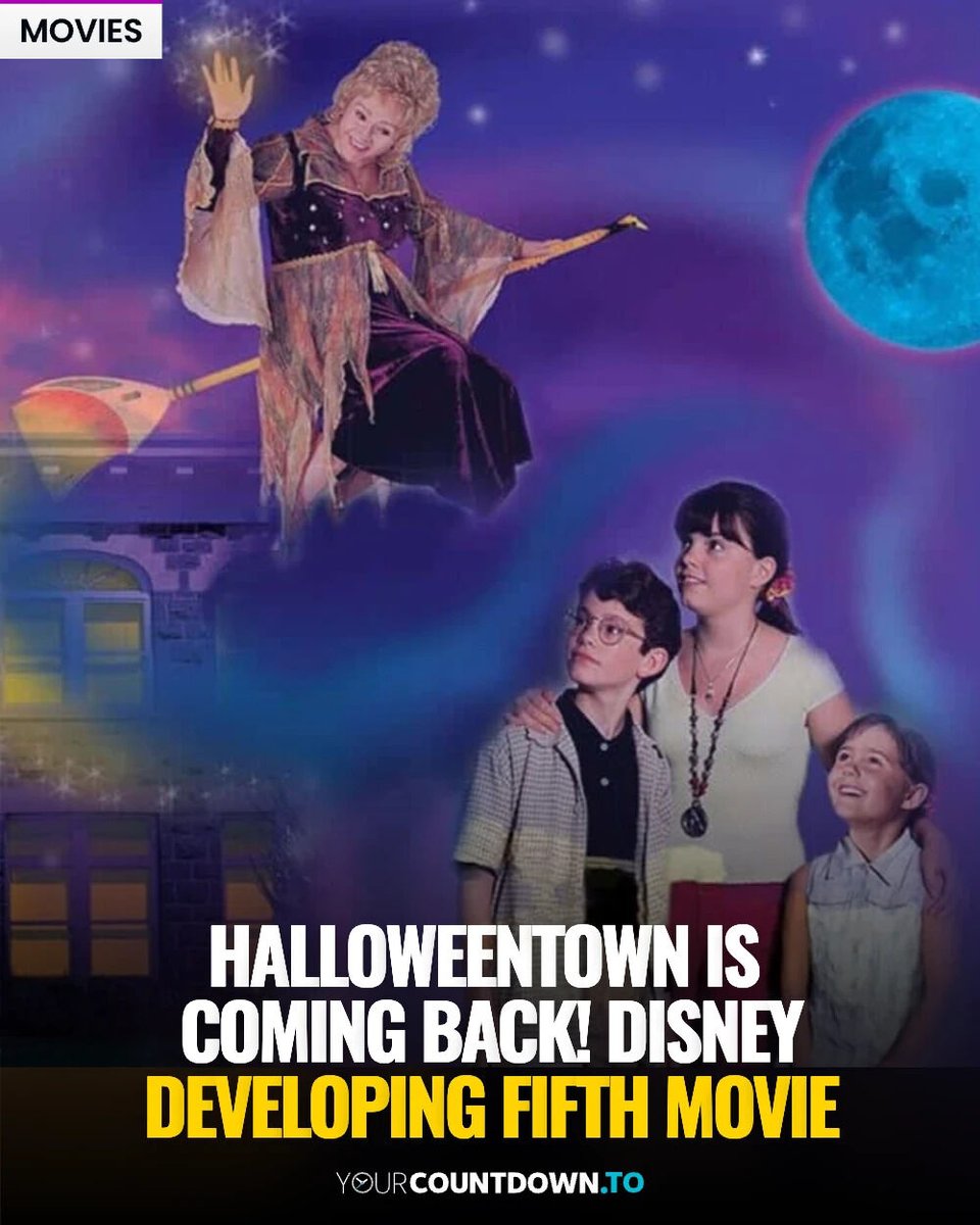 YourCountdownTo's tweet photo. Disney is developing a fifth Halloweentown film, with writers attached. The storyline and cast haven't been announced, but original star Kimberly J. Brown has previously said she'd love to return as Marnie! 🎃

#Halloweentown #Disney #Halloween #Movies https://t.co/MkPZdRURI9