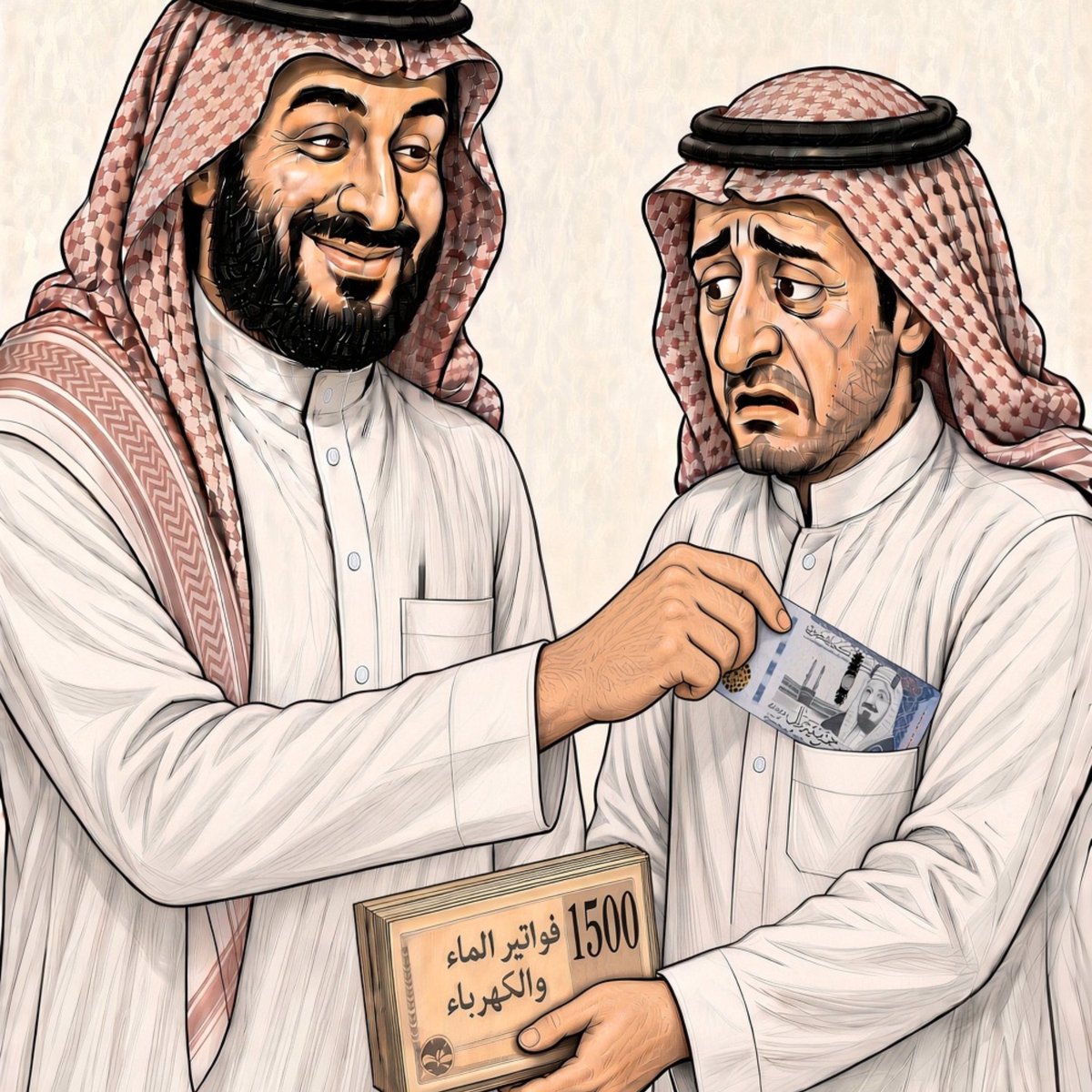 _ENG_Blal3's tweet photo. حين تدير الدولة شؤونها بعقليّة المغامرات العسكرية والاستعراض الخارجي تكون النتيجة الحتمية هي الانهيار في عقر الدار

سنوات طويلة من تبديد المليارات لإشعال الحروب وحصار #اليمن وتخريب الجنوب .. كلها أثمرت اليوم عن إفلاس هيكلي وتخبط اقتصادي غير مسبوق

وها هي عدالة الأيام تضربهم في الداخل؛ انكماش اقتصادي، تضخم متسارع، وزيادات جنونية تفوق الـ 90% في المياه والكهرباء تلتهم جيوب المواطنين، ليكون الرد الرسمي هو فتات الـ 500 ريال كمسكن هزيل لا يسد رمقاً ولا يغطي صدمة الفواتير المشتعلة

فرق شاسع بين من تفتح له خزائن الوطن بلا حدود وبين مواطن ينهشه الغلاء ويُحاسب على لقمة عيشه
من يزرع الخراب في ديار الناس لا يحصد سوى العتمة والدمار في داره.. وذوقوا بعض ما أذاقتموه للأحرار 

#السعودية #محمد_بن_سلمان