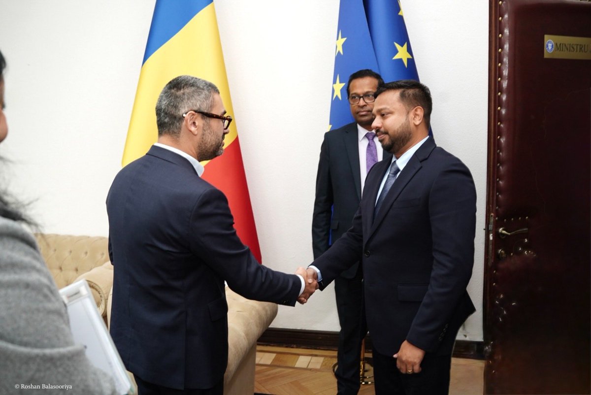 Hon_Arun_Hemach's tweet photo. I met with H.E. Petre-Florin Manole, Romania’s Minister of Labour, Family, Youth and Social Solidarity, in Bucharest to discuss expanding employment opportunities for Sri Lankan workers, strengthening labour cooperation, and safeguarding their welfare.

#SriLanka 
 #Romania https://t.co/eQwwM8IYBp