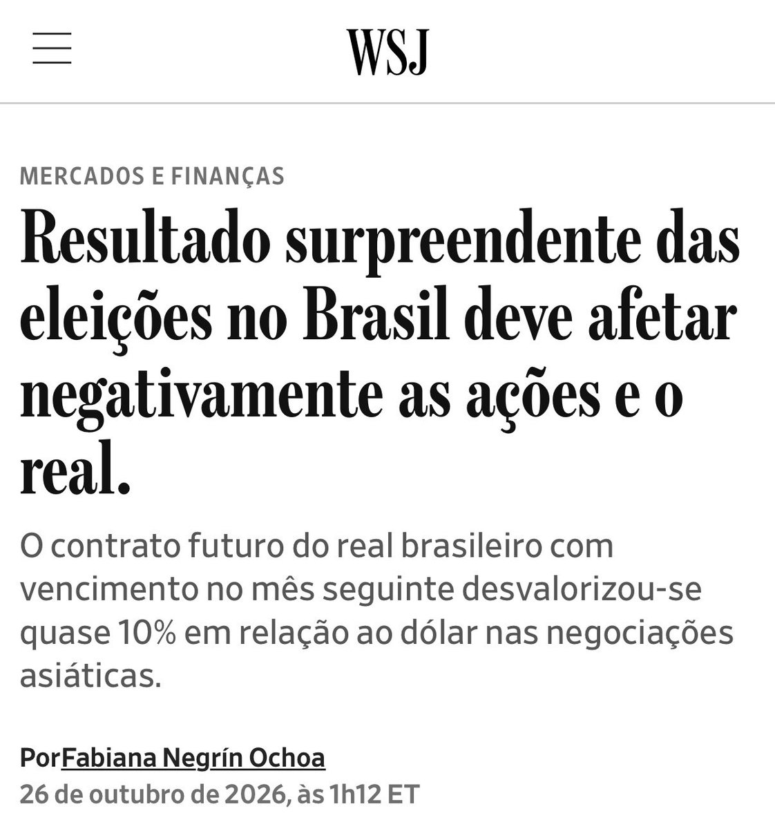 lordivan22's tweet photo. Brasil 🇧🇷/EUA 🇺🇸: “Wall Street journal” define eleição brasileira como supreendente. https://t.co/ZzOpm6fWuZ