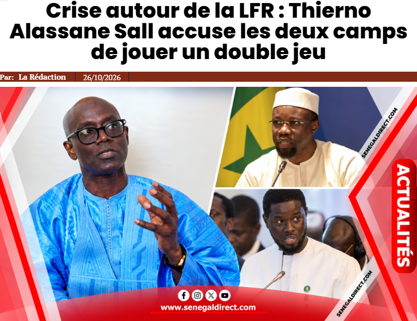 senegaldirect's tweet photo. Crise autour de la LFR : Thierno Alassane Sall accuse les deux camps de jouer un double jeu https://t.co/VX5dbekUIO via @Senegal Direct #SenegalDirect #ThiernoAlassaneSall #Pastef #Kiiraay #LFR2026 #PolitiqueSénégalaise #AssembléeNationale #ActualitéSénégalaise https://t.co/lq7qRjO5jD