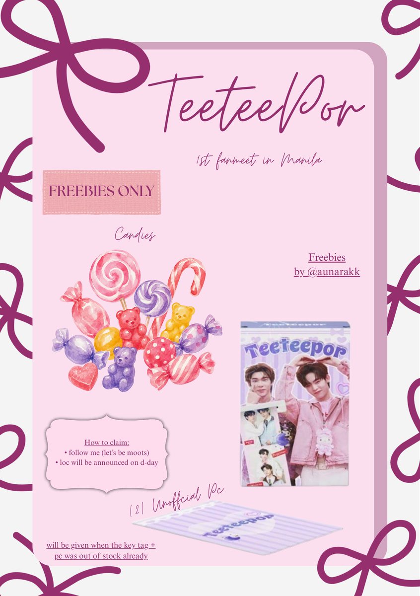 aunarakk's tweet photo. ୨୧ 𝑻𝒆𝒆𝒕𝒆𝒆𝒑𝒐𝒓 1𝒔𝒕 𝑭𝒂𝒏𝒎𝒆𝒆𝒕 𝒊𝒏 𝑴𝒂𝒏𝒊𝒍𝒂 ♡
a little something for my fellow VaVas! 

♡ by @aunarakk

୨୧ key tags + (1) unoff pc
— open for limited 1:1 trades only!
 ୨୧ candies + (2) unoff pc 
— will be given out once the key tags + pcs are out of stock. https://t.co/ilNmXJCYSc