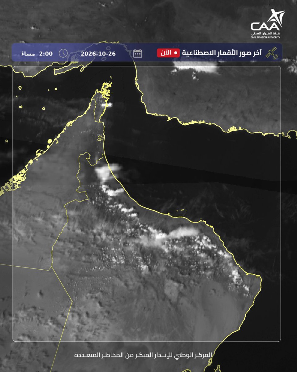 استمرار نشاط السحب الركامية على سلسلة جبال الحجر وهطول أمطار متفرقة قد تكون رعدية أحياناً …