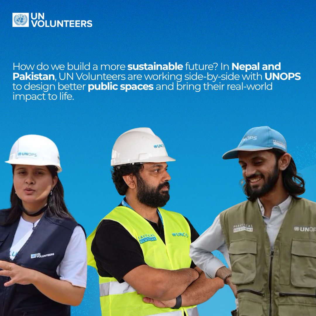 UNVAsiaPacific's tweet photo. 👷‍♂️ The People Behind the Places We Build 👷‍♂️  

How do we build a better future? In 🇳🇵 #Nepal and 🇵🇰 #Pakistan, UN Volunteers Padma, Abdullah, and Wajid are working with @unops_official to make everyday spaces and services better for everyone by:  
✅ Designing inclusive public spaces 
✅ Fixing on-site construction plans 
✅ Documenting project results

Read more: https://t.co/66OsIoE8BZ