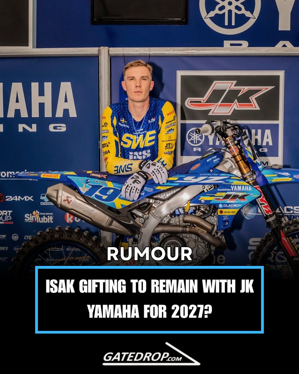 GateDropMx's tweet photo. 👀 𝐑𝐔𝐌𝐎𝐔𝐑: Isak Gifting to remain with JK Yamaha for 2027? 🔵

The Swedish talent could be set to stay with JK Yamaha for a FOURTH consecutive season in the MXGP World Championship! 🇸🇪

🔗 More information: https://t.co/HN5mLV58XJ https://t.co/SiFm89TlDb