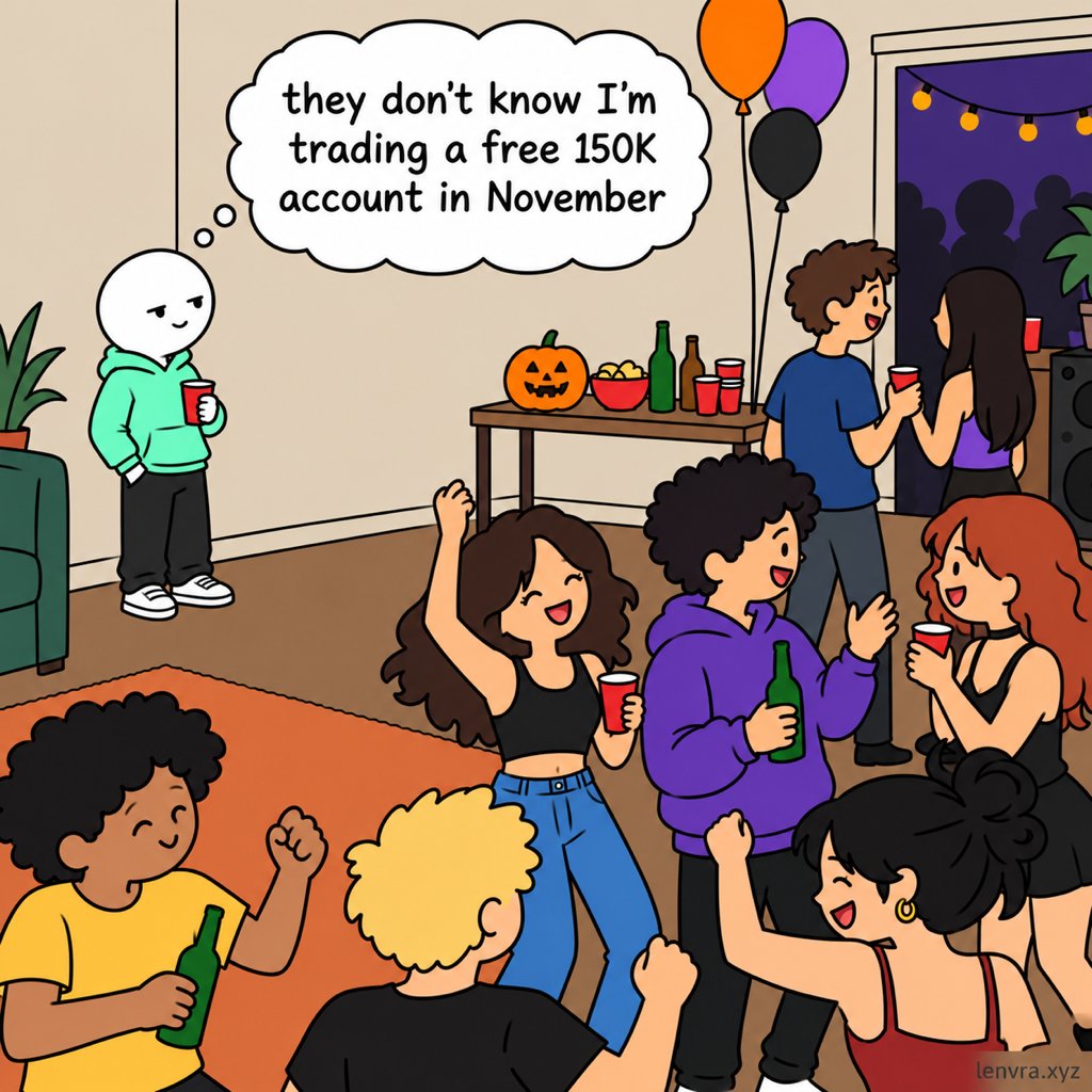 LenvraProtocol's tweet photo. FREE $150K account starts Nov 1 and nobody at this party knows..

Best return wins a $150K funded account. 
Top 10 get funded.

https://t.co/h00Uwv9DEB