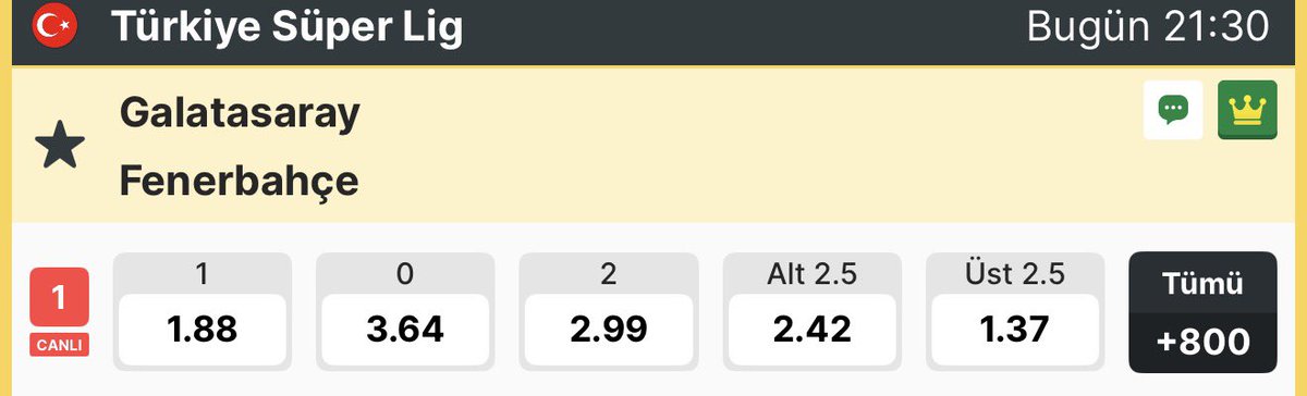 betvalueanaliz's tweet photo. Galatasaray - Fenerbahçe maçına 24 saat önce oynanmış 21.000.000$ değerinde bir bahis girişi tespit ettim. yanılma payı %1 risk düşük şüphesiz.

bu seçenekleri görmek isteyenler 6 saat içinde butonlara bassın ve ilk yoruma baksın. https://t.co/FVGpDXkNez