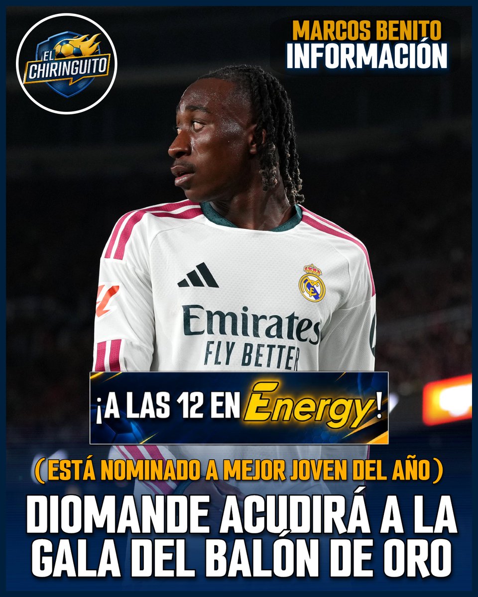 elchiringuitotv's tweet photo. ✅ "DIOMANDE ACUDIRÁ a la GALA del BALÓN de ORO".

🇨🇮 Está nominado a 'Mejor Joven del Año'.

 ℹ️ @marcosbenito9 https://t.co/VYpQHSvcGP