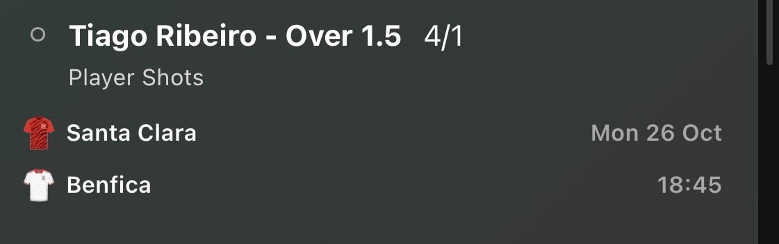 FozzyTips's tweet photo. Some great value in the Benfica game later.

Tiago Ribeiro shots ⚽️ 

1 shot - 5/6 
2 shots - 4/1

He’s had a shot in 17/21 games and 2+ shots in 15/21 (excluding Supersub).

No Supersub for the game which is the danger but great value nonetheless

Going to take both lines 👌 https://t.co/NZ1H0fxr6f