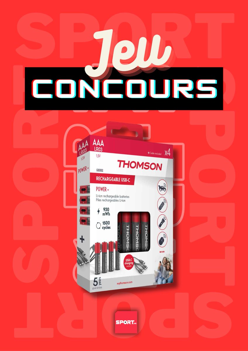 FilSport's tweet photo. #Concours 🎁 Remportez #Concours 🎁 Remportez un lot de 4 Piles AAA / LR03 Li-ion 1.5V rechargeables par USB-C de chez Thomson
🤩
 ➡️ https://t.co/TfxNjEQTGB

Pour participer :     
🔴 RT ce post    
🔴 Follow @FilSport et @ThomsonGlobal 

TAS le 02/11 🍀    

➡️ FB et Insta pour + de chances