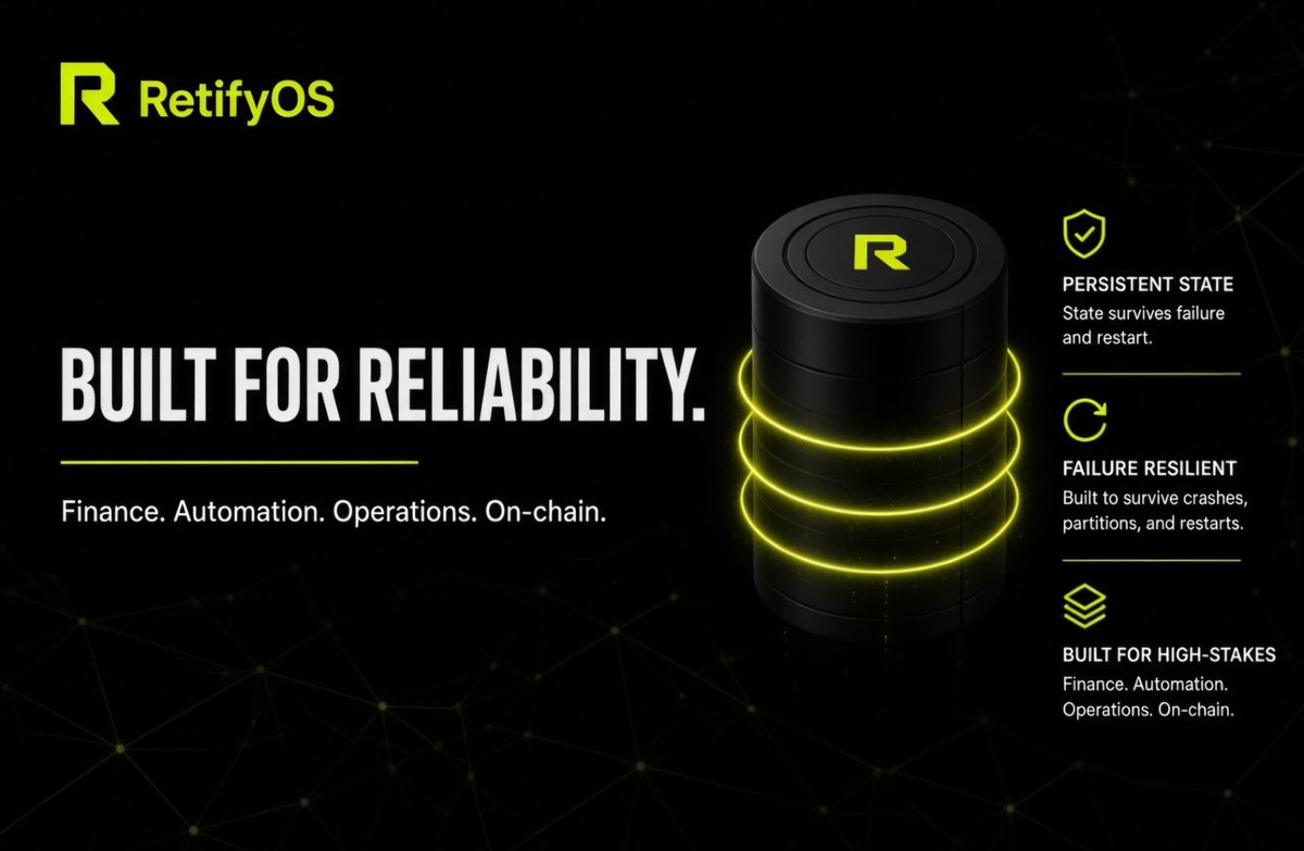 RetifyOS's tweet photo. RetifyOS is built for environments where reliability matters: finance, automation, operations, on‑chain agents, and more 🏦⚙️
Durable autonomy ensures your agents persist through failures, restarts, and long-running tasks. https://t.co/J8CxiOnrCK
