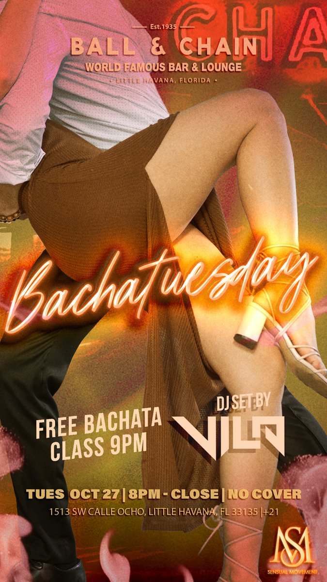 BallAndChainBar's tweet photo. TODAY: #LiveMusic NOW to 6 p.m., #HappyHour 4 to 7, #LiveJazz 6 to 9, then #MamboMondays with DJ Ivan + a FREE #SalsaClass & #BachataClass, 9
TOMORROW: #Bachatuesday includes DJ Vila + a FREE #BachataLesson
#supportlocal https://t.co/z7b3b6bbPx
🍍💚 https://t.co/K6LGoBTf8z