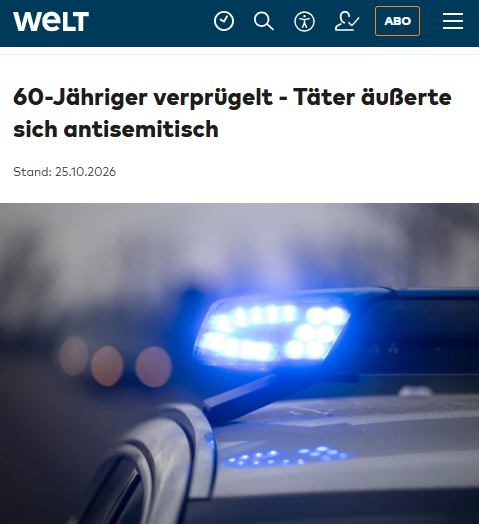 IsraelinGermany's tweet photo. Ein Mann gibt sich als Jude zu erkennen – und wird in Berlin brutal zusammengeschlagen. Selbst als er am Boden liegt, hört der Täter nicht auf. Während versucht wird, das Thema Antisemitismus in Berlin politisch kleinzureden, herrscht auf den Straßen eine ganz andere Realität. 

Vereinbarungen, Absichtspapiere und Sonntagsreden sind wertlos ohne konkrete Handlungen und befeuern nur die Gewalt auf den Straßen.

Wie weit ist es in Deutschland gekommen, wenn Menschen wieder Angst haben müssen, sich als Juden zu erkennen zu geben?