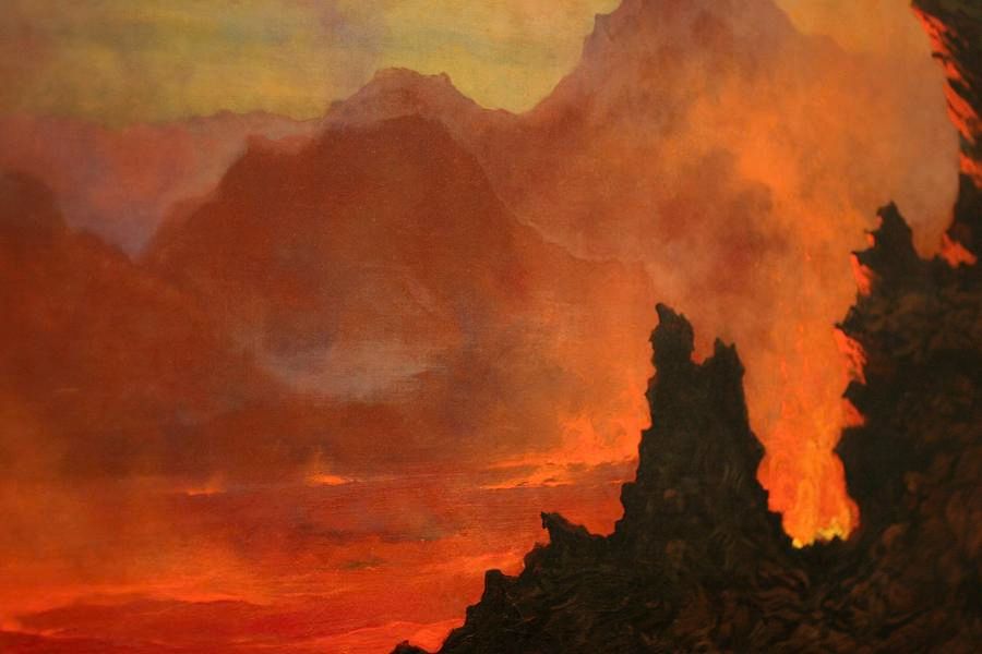 CapertonFineArt's tweet photo. Jules Tavernier’s early depiction of Kīlauea Caldera captures Hawaiʻi’s dramatic volcanic landscape and offers a glimpse into the island’s long history of volcanism. #Hawaii #Volcanoes https://t.co/FaGWY56SUL https://t.co/POcAWGv9yh