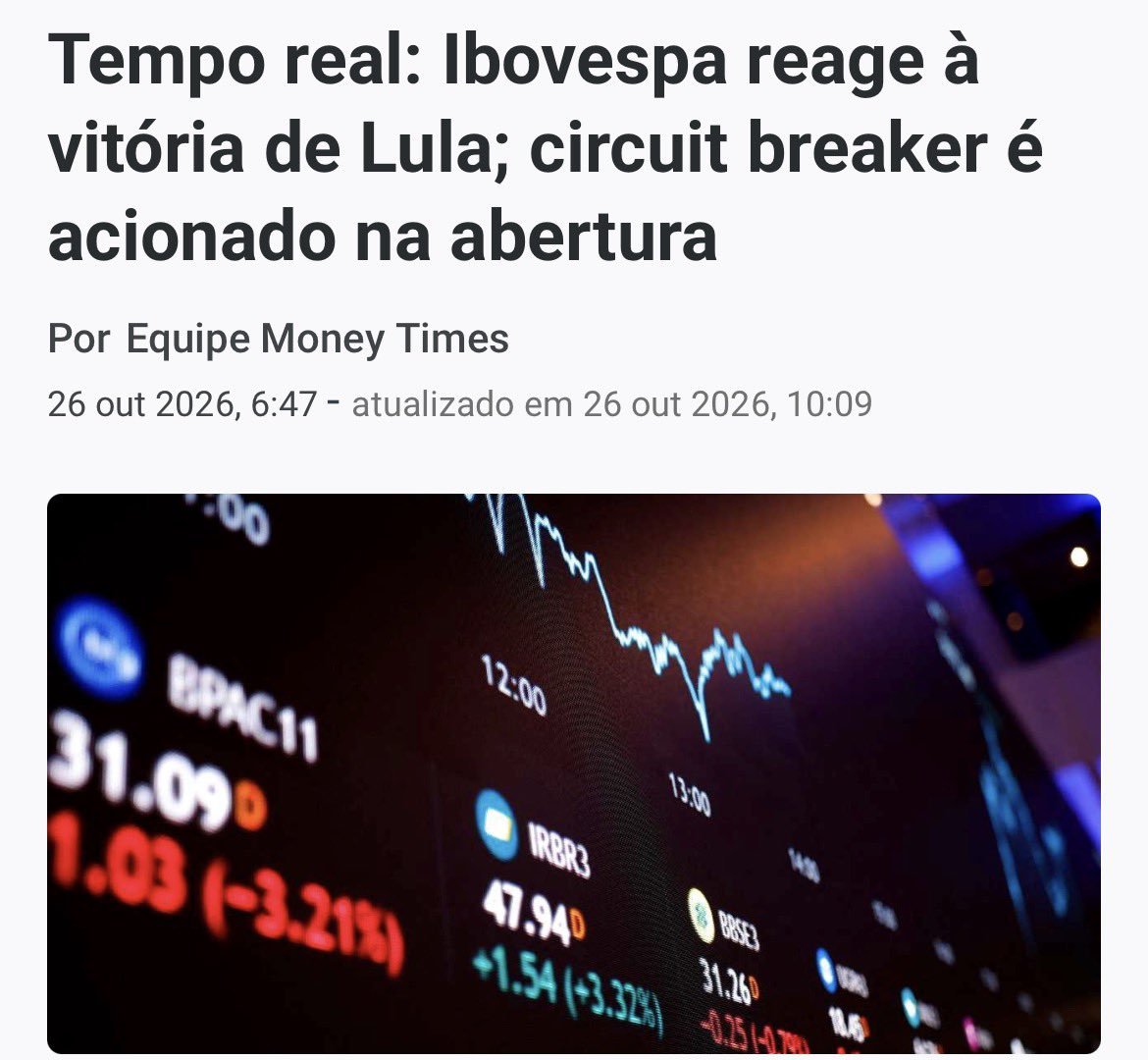 fernandesjoaorj's tweet photo. CIRCUIT BREAKER é acionado na bolsa! https://t.co/VoLFzuuybS