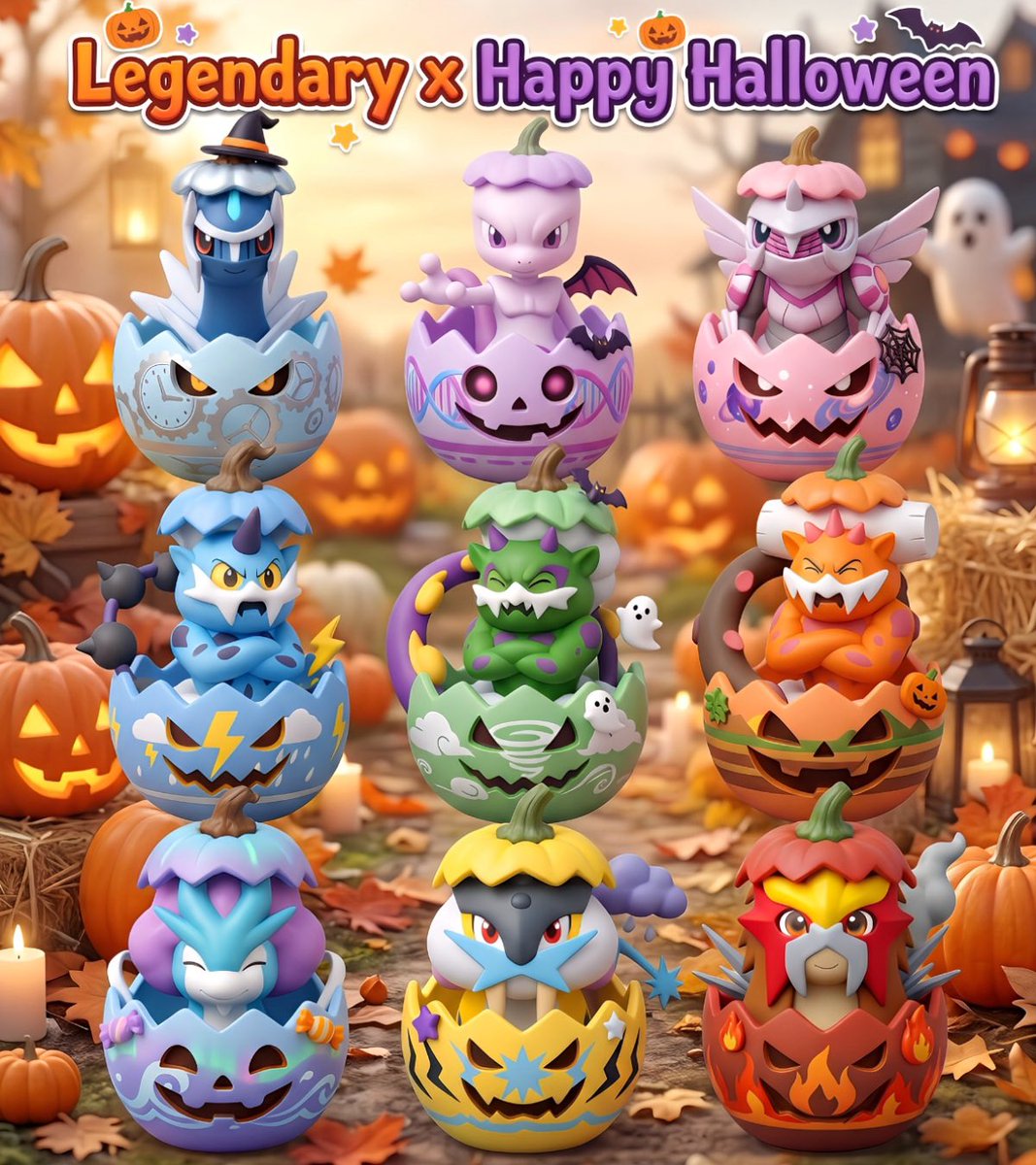 Kenkenpa5678's tweet photo. ブイズ✖️🎃
伝説ポケ✖️🎃

どのポケモンでも…
パンプキンフォルム似合う説🎃✨

#PokemonGO
#Eeveelution 
#HappyHalloween https://t.co/zMmuYKdJNE