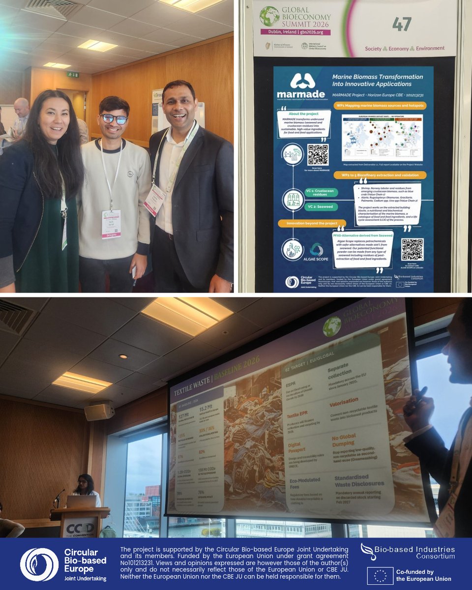 MarmadeEu's tweet photo. ๐ #MARMADE was represented at the GBS2026, by our partner Natasha Yamamura from Algae Scope!
The event also offered an opportunity for consortium partners to connect, with Natasha meeting Dr. Gaurav Rajauria and Aadil Ashraf from the UCC.
https://t.co/YAPBRiibUb
#CBEJU https://t.co/eZAhXancbJ