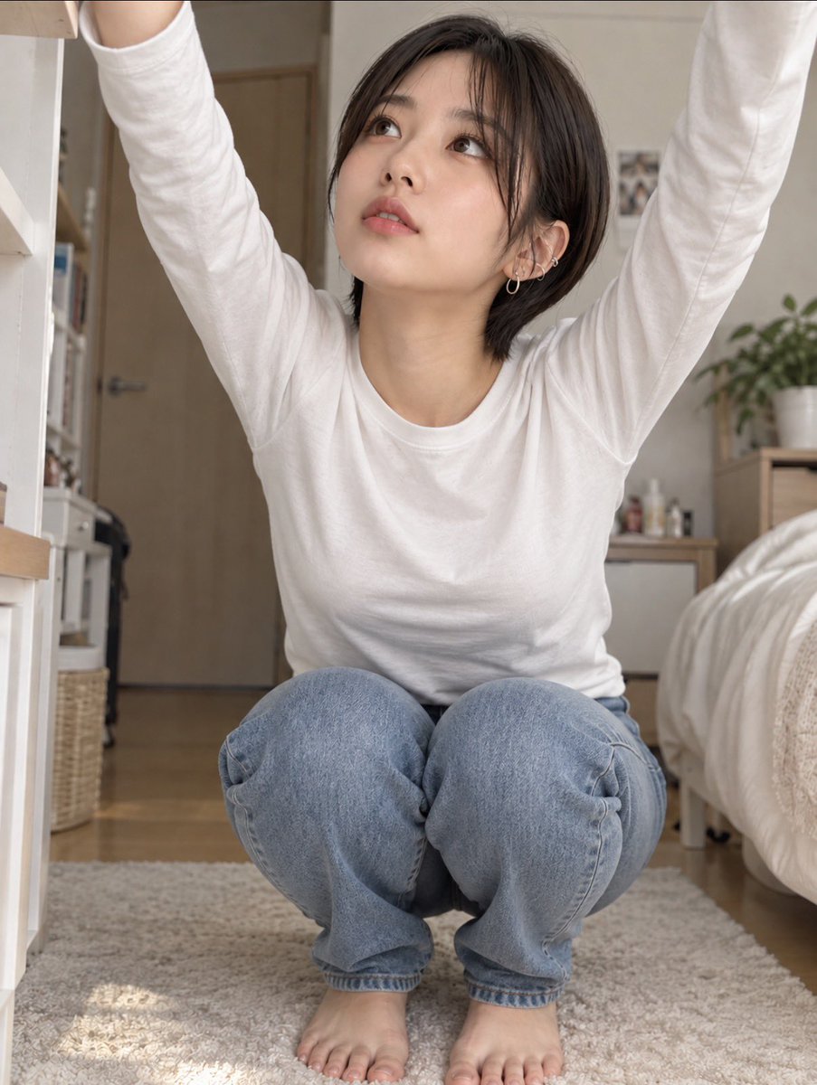 collect24995's tweet photo. 棚の上の方にある物を取っている様子を作ってみました。
やっぱり下半身は上半身と比べて色々やりやすいですね〜

プロンプトはリプに↓ https://t.co/1vlemPKBTq