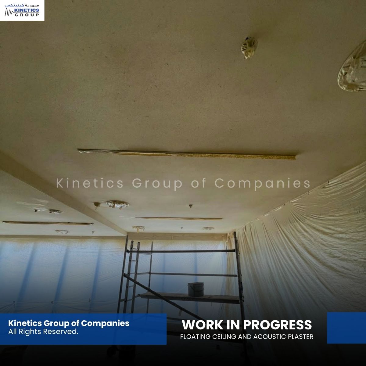 kineticsme's tweet photo. The finished view is getting closer.
Final coat application is ongoing for our floating ceiling and acoustic plaster works.
Thank you to our site team for keeping the work moving.
#WorkInProgress #KineticsGroup https://t.co/EGC32nbslG