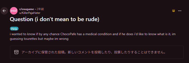 _Choco115's tweet photo. I was browsing Reddit for the first time in a while and came across this post, but I developed Tourette's syndrome around 2023 💔 https://t.co/Z86WQFb0Fa