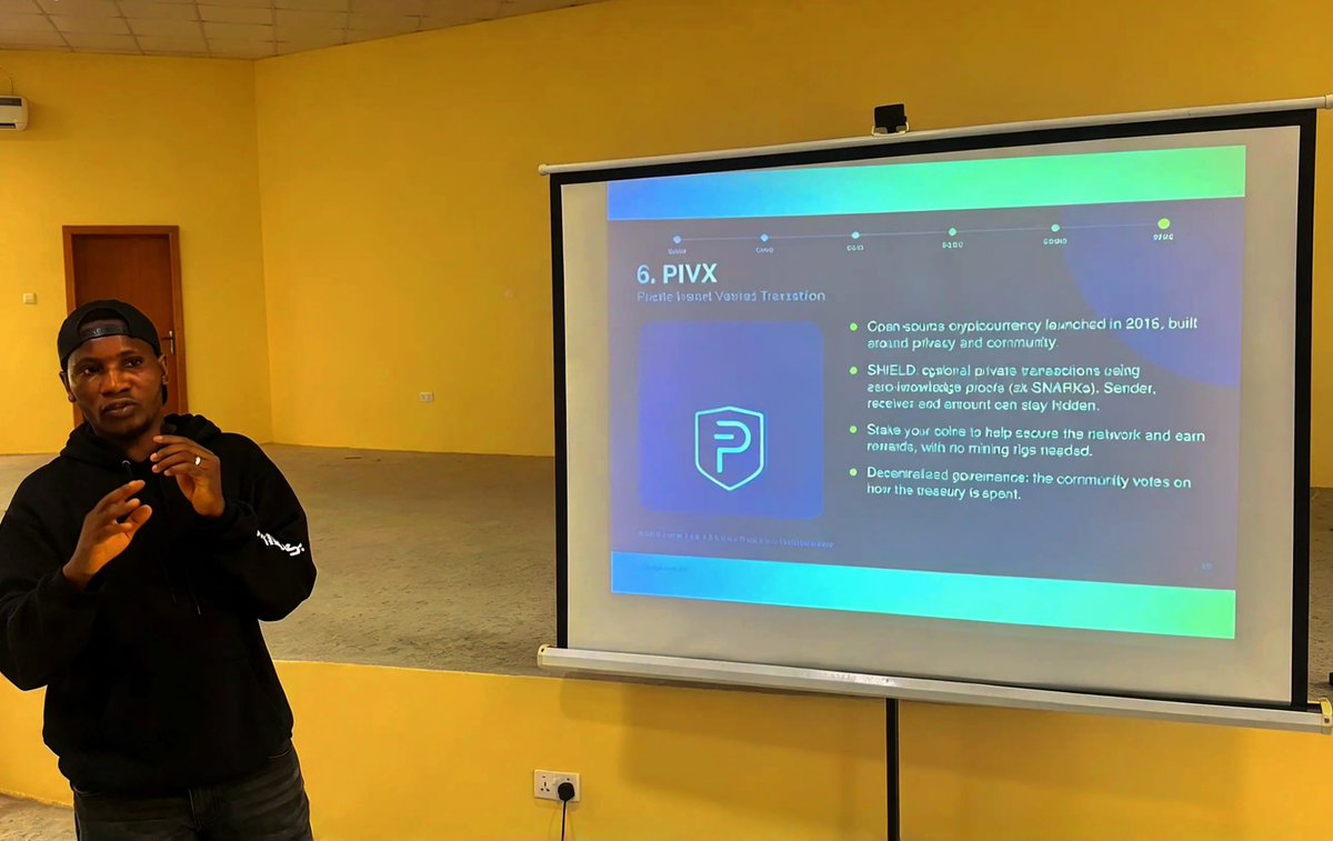 PIVX_AFRICA's tweet photo. A big thank you to the great LAUTECH students!🇳🇬💜
You gave us your time, attention, and energy, making our discussion on financial privacy and decentralization worthwhile.
You didn’t just listen. You opened wallets, received #PIVX, and learned how to send, receive, and stake it. 🔐
That’s what matters most: people leaving with practical skills and real experience, not just a new word to Google later. 🔐
Thank you to the entire #PIVX community for your support. 💜
The goal is simple: more people across Africa using crypto with confidence while protecting their financial privacy. 🌍
#Privacy #Africa #LAUTECH