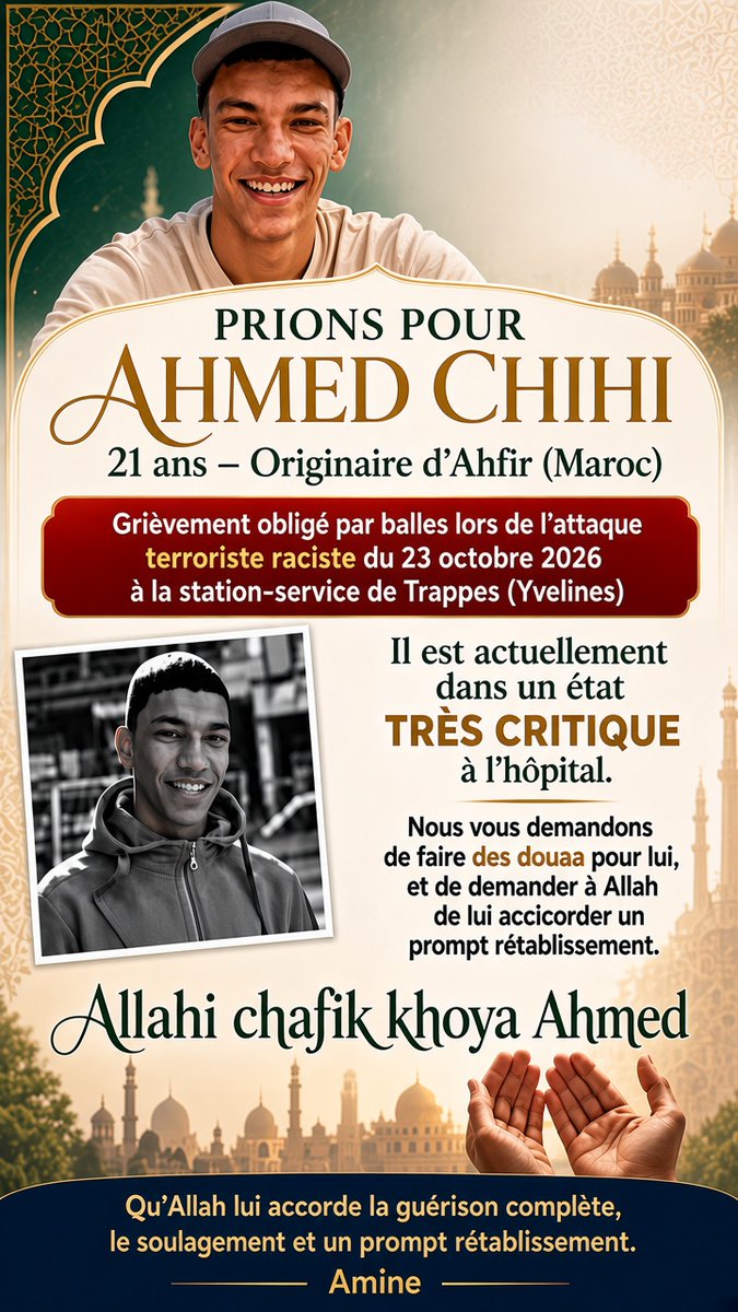 taghenantaddict's tweet photo. Notre frère Ahmed originaire d’Ahfir, victime de l’attentat terroriste de #Trappes 🤲 https://t.co/BY9oBc0Mo0