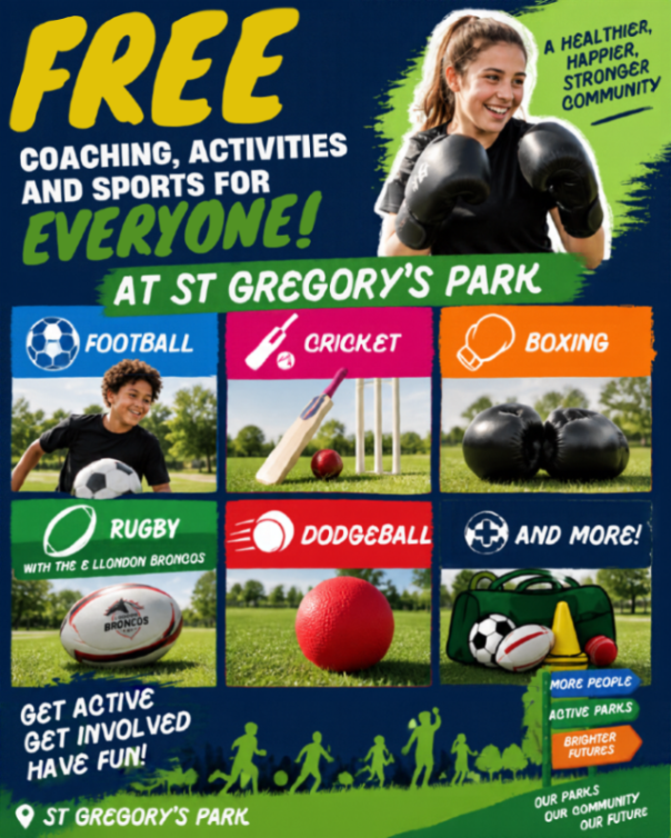 graveshambc's tweet photo. Tomorrow, St Gregory’s Park is coming alive, with free sports and activity sessions for children and young people aged 5-16.
Don’t miss out!

 📍St Gregory’s Park, Gravesend
📆 27–30 October
🎟️ Free to attend

Find out more: https://t.co/wJ8Q89UHbz https://t.co/EHqXGpHFXn