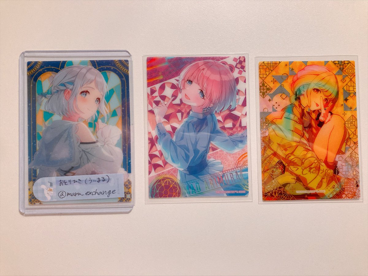maru_exchange's tweet photo. 【交換】  学園アイドルマスター 学マス アートクリアカード

譲)有村麻央 藤田ことね

求)葛城リーリヤ
※ホロ⇔ホロのみ

︎✦︎都内(新宿)手渡し>ヤフーフリマ交換機能

お気軽にお声がけ下さい🙇‍♀️
ご検討よろしくお願いします https://t.co/bjF3DiUHPQ