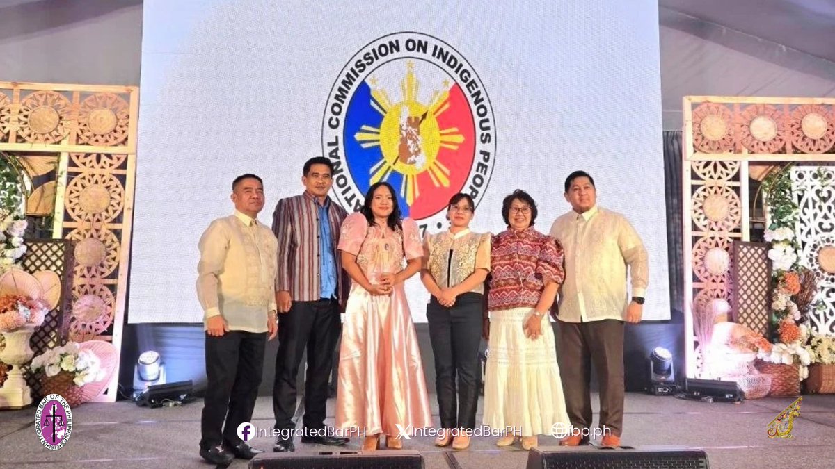 IntegratedBarPH's tweet photo. Honoring NCIP.
The IBP recognizes the NCIP at #IBPChampionsNight for advancing indigenous peoples' rights and inclusive justice. The award was received by Attys. Osano P. Paredes, Rubelyn P. Juan, and Shedyler T. Pormanes.
#NCIP #IBPServes https://t.co/95zgE5ezS7