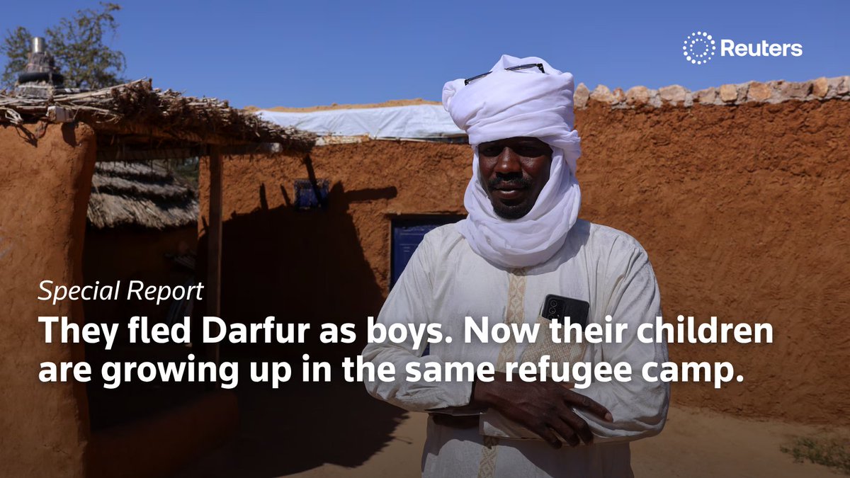 Reuters's tweet photo. The Sudanese refugee population in Chad has reached 1.4 million. Some have lived there for multiple generations, with no path to return to Sudan, to build a stable life where they are, or to go anywhere else https://t.co/fg2eooAKLU https://t.co/JZMpBJOO4E