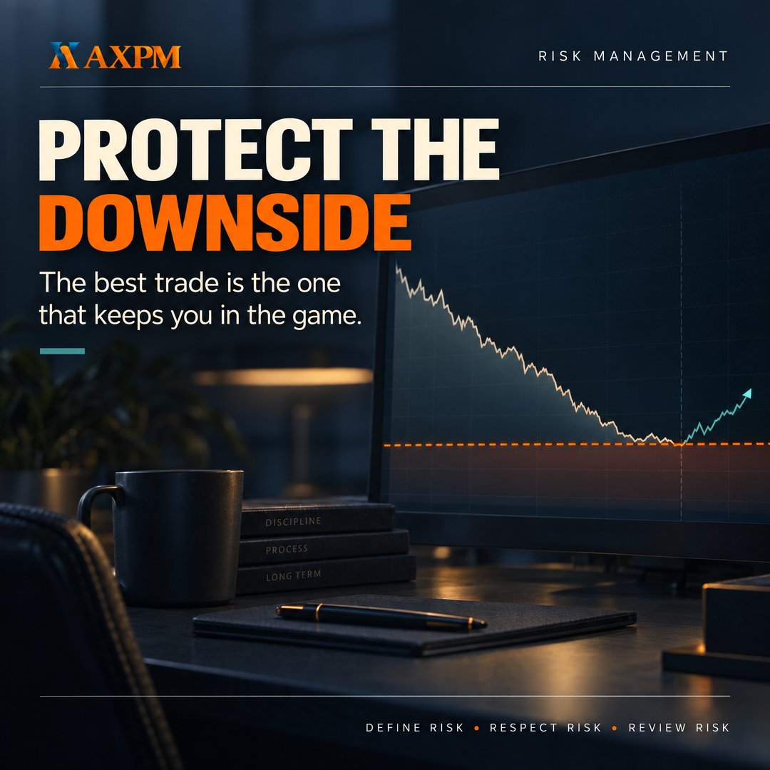 axpmglobal's tweet photo. NEW WEEK, SAME RULE: MANAGE YOUR RISK

A new trading week is here. Before looking for opportunities, make sure you know what you’re willing to risk.

You don’t have to win every trade to become a consistent trader. What matters is managing your risk, protecting your capital, and staying disciplined enough to take the next valid setup.

Before entering a trade, know your risk, your invalidation level, and how much you’re prepared to lose if things don’t go as planned.

Start the week with a clear plan, not the pressure to force a trade. There will always be another opportunity.

What’s one risk management rule you’re sticking to this week?

For educational purposes only. Trading leveraged products carries significant risk and may not be suitable for everyone.

#AXPM #RiskManagement #TradingMindset