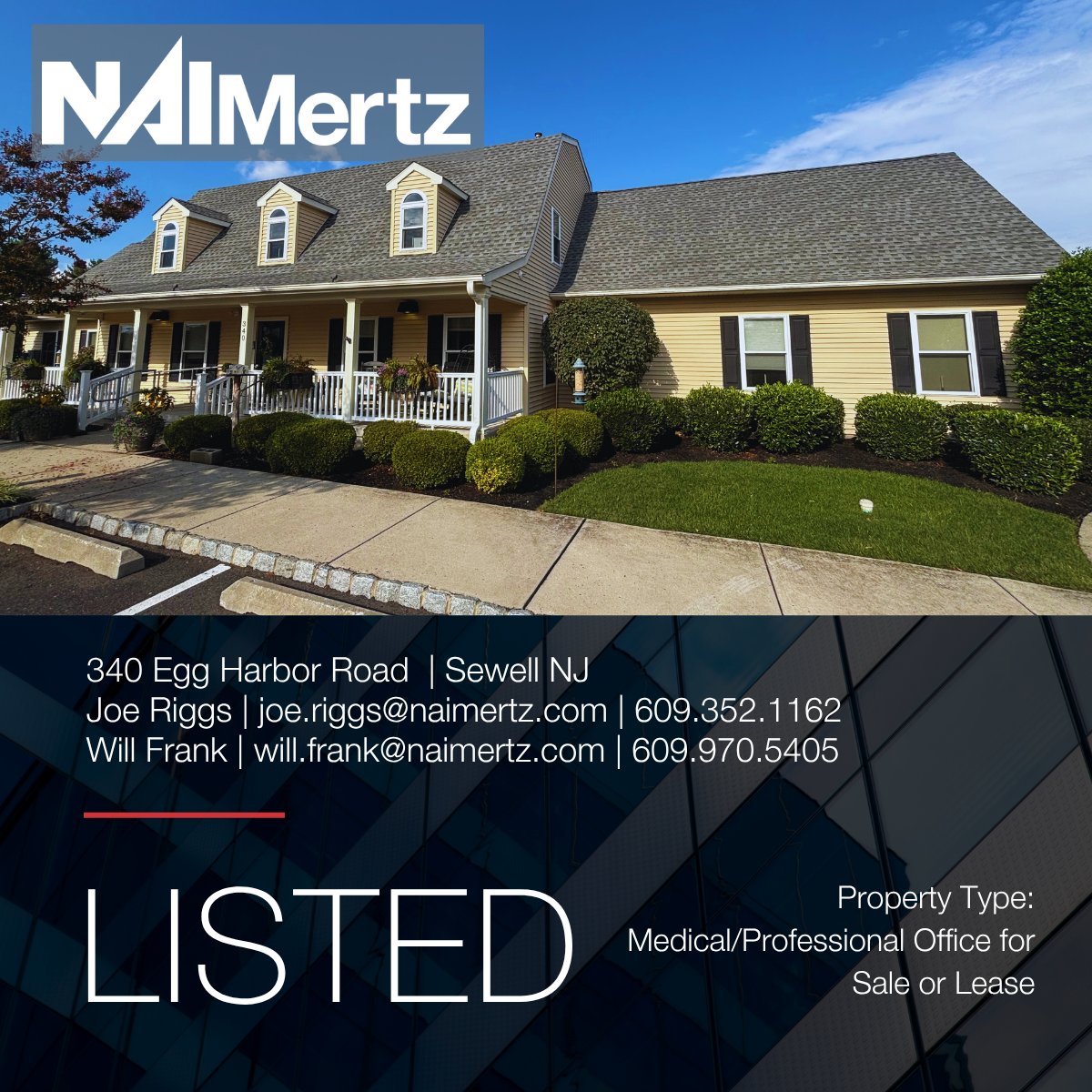 NAIMertz's tweet photo. 340 Egg Harbor Road | Sewell NJ
6,200± SF Medical / Professional Office for Sale or Lease
Brochure: https://t.co/hXLjCMntel
Joe Riggs | Will Frank | 856.234.9600
#MedicalOffice #OfficeLeasing #OfficeForSale #CommercialRealEstate #CRE https://t.co/X6WjWtaxrj