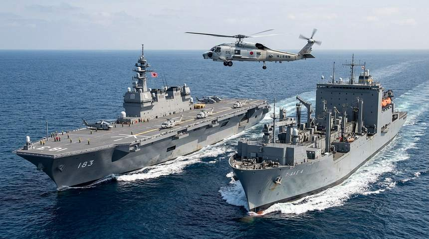japan_nobunaga's tweet photo. For seventy years after World War II, the law was one-sided: if an enemy attacked Japan, American sailors were sworn to die defending her, but if an American ship was attacked right next to a Japanese warship, Japanese sailors were legally forbidden to defend their American friends.

Prime Minister Shinzo Abe refused to accept that shame any longer.

Despite screaming protesters outside the parliament building in Tokyo, Abe passed historic security laws so Japan could finally stand shoulder to shoulder with the United States.

On May 1, 2017, as North Korea threatened missile strikes across the Pacific, that promise became steel on the water.

Why did Japan send its largest warship, the 814-foot helicopter destroyer JS Izumo, to guard the U.S. Navy ship USNS Richard E. Byrd? Because the Byrd was a vital ammunition and cargo supply vessel crewed mostly by American civilian mariners, steaming south from Yokosuka to resupply the USS Carl Vinson carrier strike group.

Without heavily armed escorts, a supply ship is the most vulnerable target at sea.

As the American supply ship cleared Tokyo Bay, the massive gray flat-top JS Izumo pulled alongside her port beam, launching SH-60K anti-submarine helicopters overhead to sweep the waters all the way to Shikoku.

American sailors watching from the bridge knew what they were seeing. For the first time in postwar history, the Rising Sun flag was sailing as an armed bodyguard for the Stars and Stripes.

A true friend does not hide behind your shield forever. One day, he steps up and locks his shield with yours.