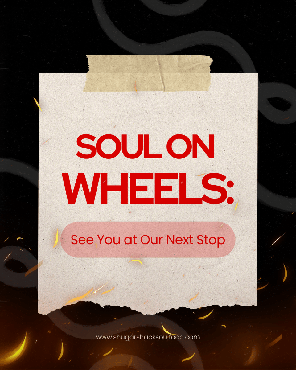 Shugarshacksoul's tweet photo. The Soul on Wheels tour keeps rolling! 🚚🔥

Wondering where you can catch Shugar Shack next?

See you at our next stop!

#ShugarShack #SoulOnWheels #NextStop https://t.co/8MRS3M1wa3 https://t.co/GBh7KUeS0r