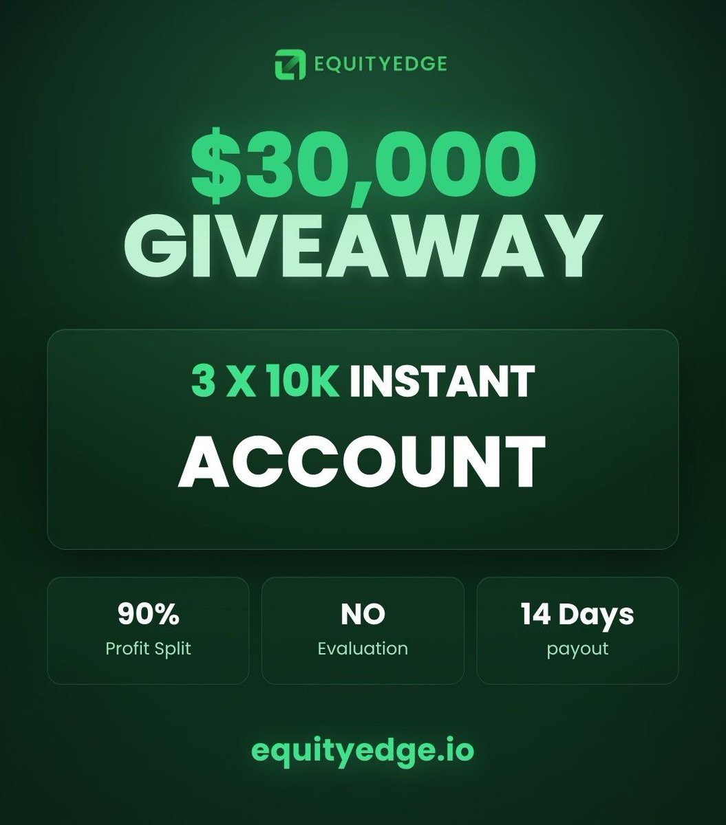 HabibAhmard's tweet photo. 3x  $10,000 instant accounts 

✅Follow @ZararEquityEdge  @EquityEdgeUK &amp; @HabibAhmard 

✅Like,  retweet &amp; tag 3 friends 

✅ Share proof in comments.

Winners announcement within 72 hours https://t.co/Yepv4GNypQ