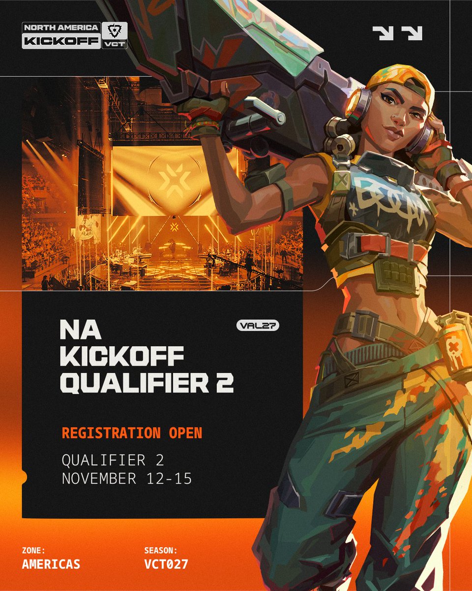 valesportsna's tweet photo. 📋 KICKOFF QUALIFIER 2  📋

Can't make it to the first Kickoff Qualifier? Don't worry-registration for our second Kickoff Qualifier is now open! 

Register before November 8th: https://t.co/ny9NaIIoaB https://t.co/TEBLM0ni6n