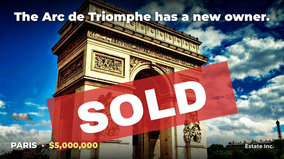IncGames_app's tweet photo. Twelve avenues radiate from the Arc de Triomphe, finished in 1836. In Estate Inc. it costs $5,000,000 and pays $250,000 rent every 3 minutes. https://t.co/UkHQUvGO1x