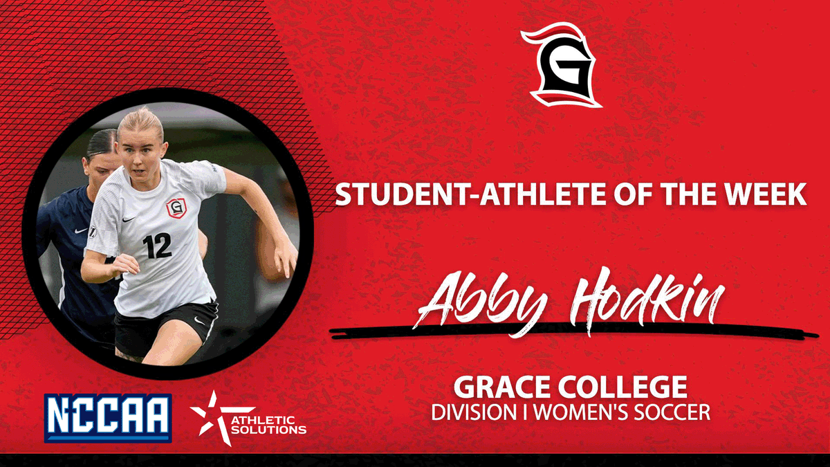 TheNCCAA's tweet photo. ⚽️ Student-Athlete of the Week ⚽️ 
Presented by @ath_solutions
Division I Women's #NCCAASoccer - Offensive 
𝐀𝐛𝐛𝐲 𝐇𝐨𝐝𝐤𝐢𝐧, Grace College 
https://t.co/DDafwU4uBE | #PlayforHim https://t.co/awnV364i7W
