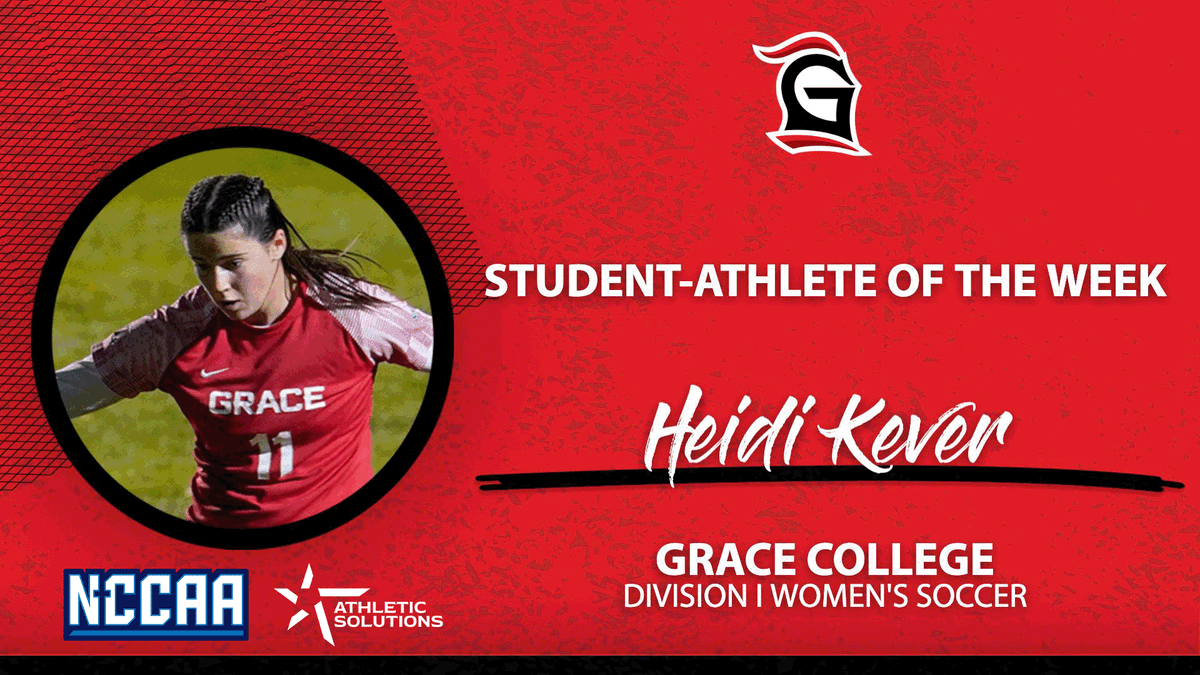 TheNCCAA's tweet photo. ⚽️ Student-Athlete of the Week ⚽️
Presented by @ath_solutions
Division I Women's #NCCAASoccer - Defensive
𝐇𝐞𝐢𝐝𝐢 𝐊𝐞𝐯𝐞𝐫, Grace College
https://t.co/yAHbzCsWcv | #PlayforHim https://t.co/dJuMz2NPVN