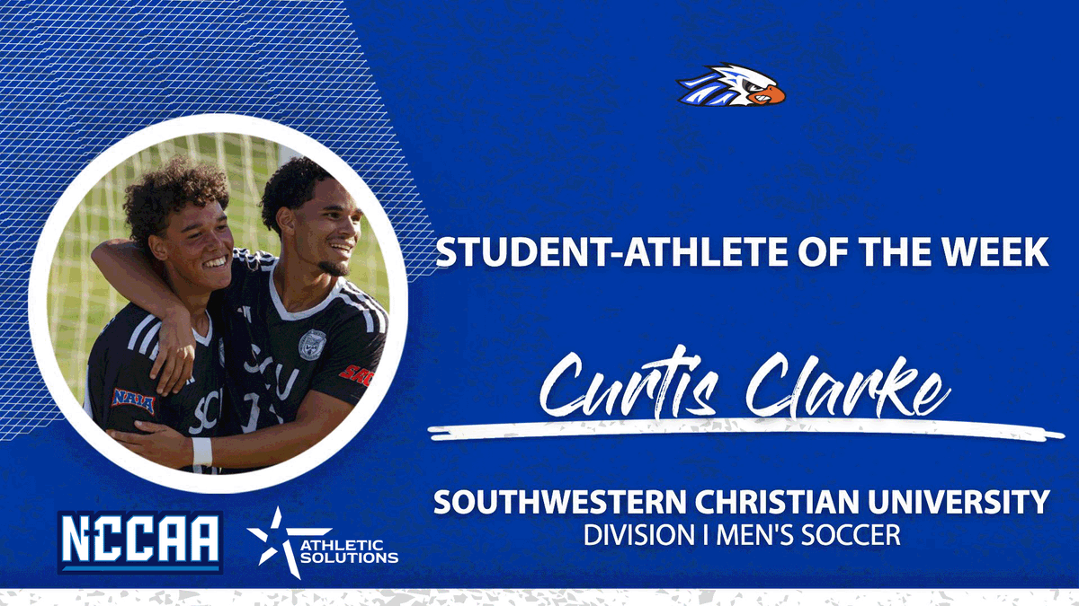 TheNCCAA's tweet photo. ⚽️ Student-Athlete of the Week ⚽️
Presented by @ath_solutions
Division I Men's #NCCAASoccer - Offensive
𝐂𝐮𝐫𝐭𝐢𝐬 𝐂𝐥𝐚𝐫𝐤𝐞, Southwestern Christian University
https://t.co/T34NSuKmqQ | #PlayforHim https://t.co/RoJgR0D0jF